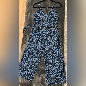 Banana Republic Blue and Black Leopard Jumpsuit